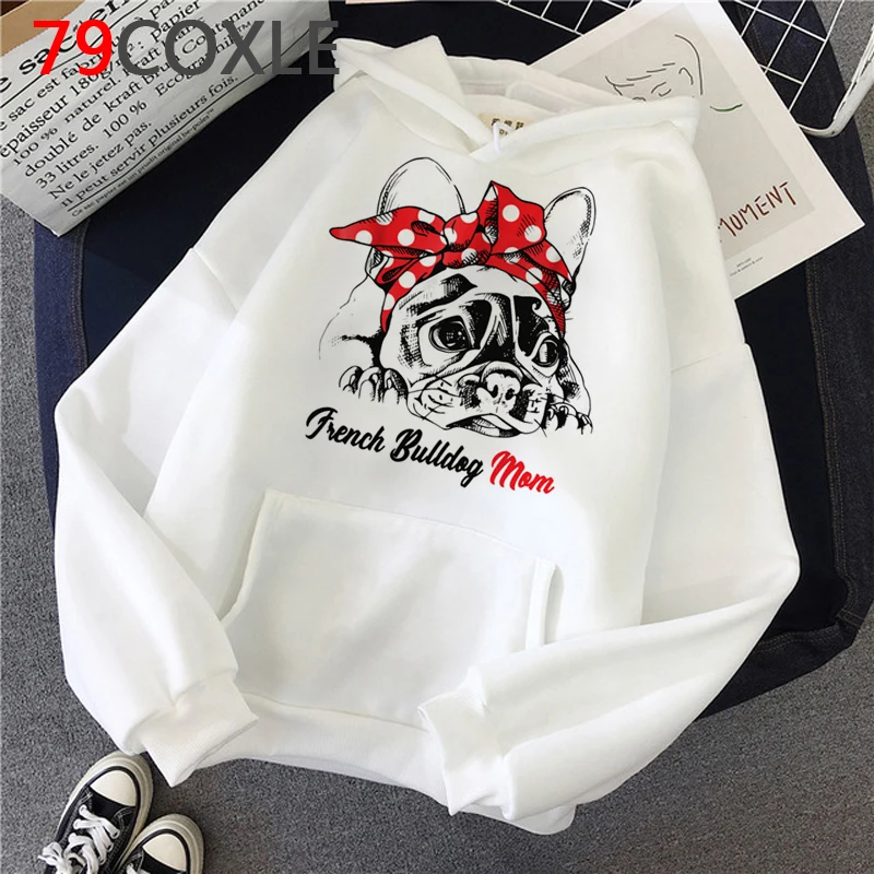 

French Bulldog hoodies women Korea printed female pullover clothing graphic