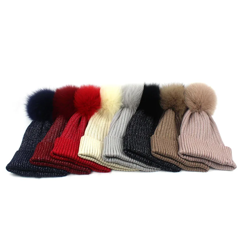 Зимние вязаные шапки ditonly для девочек Женская шерстяная шапка с помпоном из