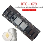 Материнская плата BTC X79 для двух процессоров, поддержка графической карты 9*3060 для памяти DDR3, расстояние 60 мм, низкое энергопотребление