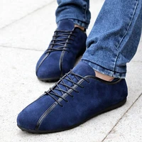 2021 spring men suede sneakers casual shoes new fashion lace up male flat comfortable blue man leather soft shoes size 38 44