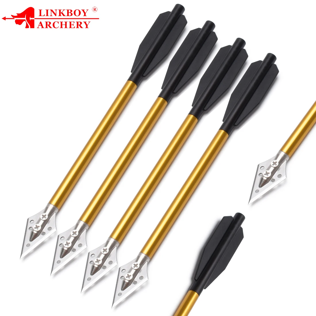 

6pcs 6.5'' Corssbow Bolt Solid Aluminum Body for 50-70 Lbs Crossbow Arrow Broadhead Hunting