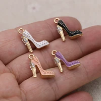 8pcs gold color enamel crystal high heel shoe charm pendant jewelry making bracelet necklace diy earrings accessories craft