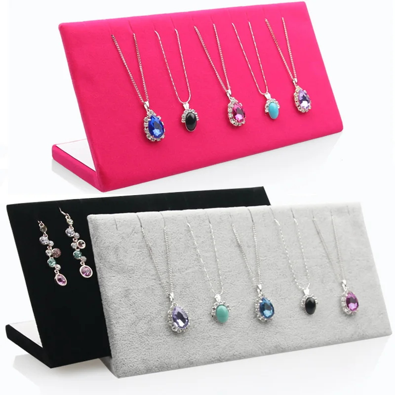 

Fashion Small Velvet Pendant Necklaces Holder Earrings Display Jewelry Stand Jewellery Organizer Counter Showcase Gift Packaging