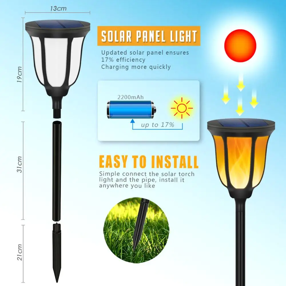 96LED мягкий свет управления Солнечный пламени танец дизайн Открытый