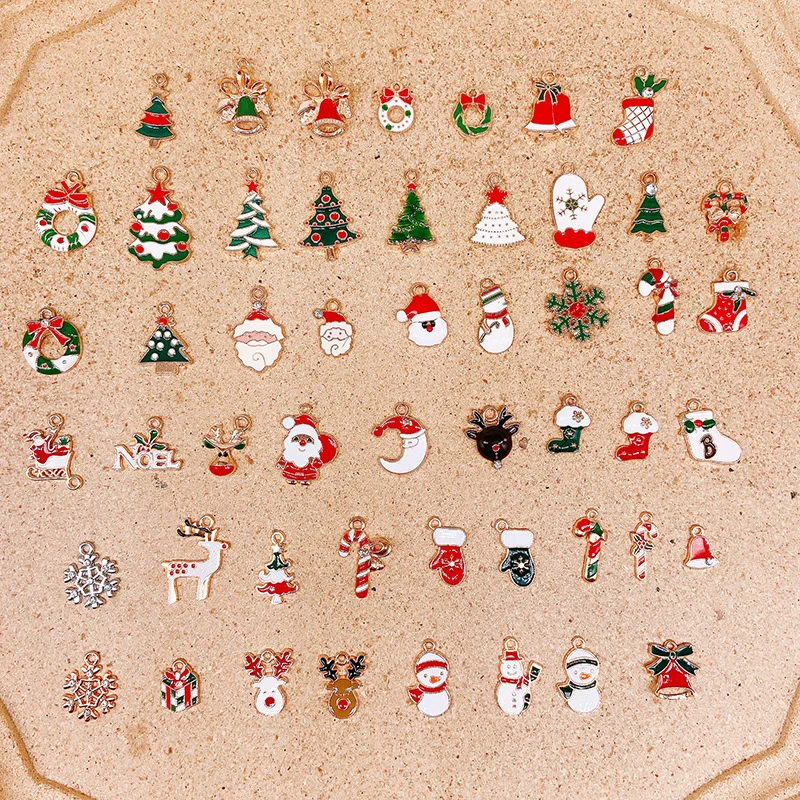 

Christmas Alloy Drop Oil Pendant DIY Necklace Earring Accessories Multicolor Christmas Series 51 Pcs /set Jewelry Making