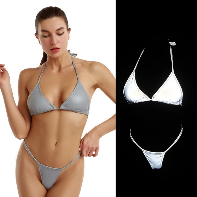 

2021 Sexy Reflective Women Swimsuits Bikinis Mujer Tanga Bathing Swim Suit Push Up Two Piece Swimwear Beach Party Dress Swimsuit