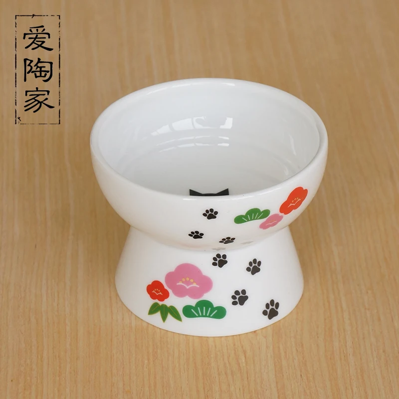 

[Mini Snack Bowl] Ceramic Pet Cat and Dog Bowl High-foot Water Bowl Flat-foot Cat Food Bowl Small Pet Food Bowls