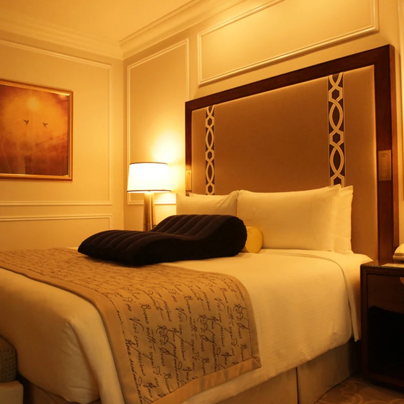 

Large inflatable pillow with air pump feel comfortable for romantic couples to use full of love and fun quality fabric pillow