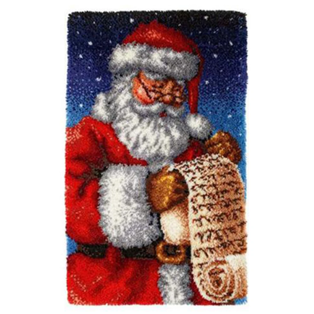 

Santa Latch Hook Kit Rug set of crochet hooks Kits for embroidery DIY Craft Chrismas set of knitting needles Big size110X70cm