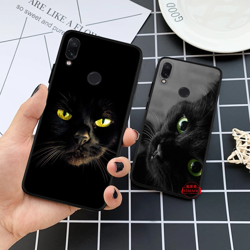 Black Cat Staring Eye On Silicone Case for Redmi Note 4X 5 Pro 6 5A Prime 7 8 |