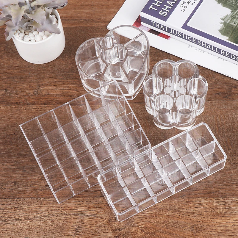 

Plastic12/24 Slots Lipstick Organizer Transparent Lip Gross Storage Box Cosmetic Lipstick Holder Large Capacity Makeup Organizer