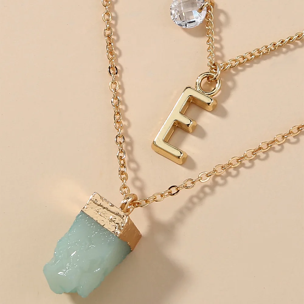 

Letter E Imitation Natural Stone Pendant Necklace For Women Wholesale Trend Jewelry
