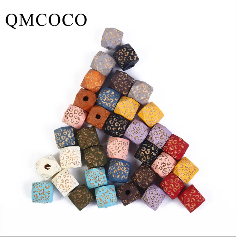 

DIY 20Pcs/Pack Colorful Stripes Carved Rhombus Wooden Beads Decorations Crafts Kid's Jewelry Baby Toys Bracelet Accessories