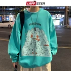 Толстовка LAPPSTER Мужская в стиле Харадзюку, свитшот с милыми кошками, винтажная Японская уличная одежда, корейская мода, Y2k, 5XL, 2022