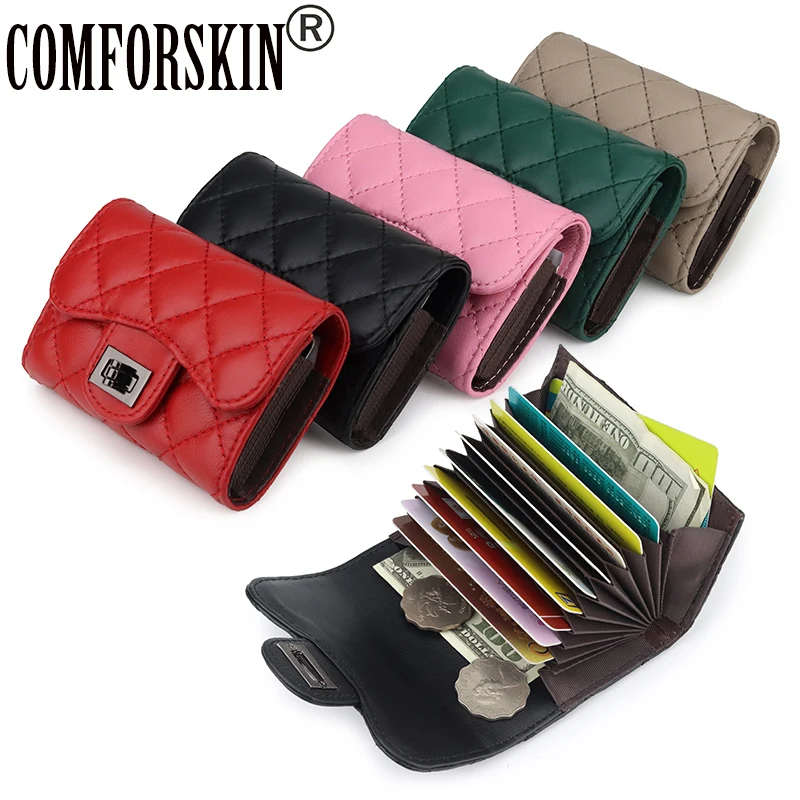 

Женский кошелек COMFORSKIN, из 100% овечьей кожи, с отделениями для карт