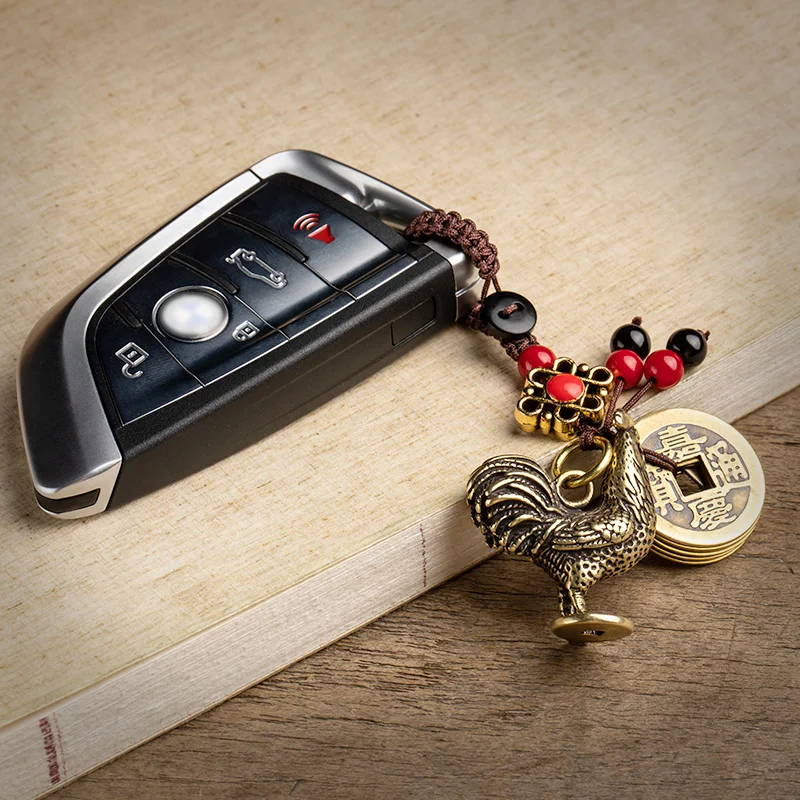 Винтажный Зодиак из латуни курица брелок Подвески ручной работы плетеная