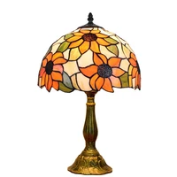 dia30cm creative retro rural sunflower bedroom bedside table lamp tiffanys stained glass vintage decorative bedroom lights