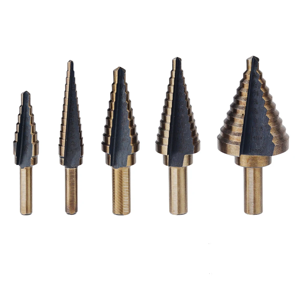 

5PCS/BOX Step Drill Bit Set HSS Cobalt Multiple Hole 50 Sizes Cobalt Titanium Conical Carbide Drill Hole Cutter Tool