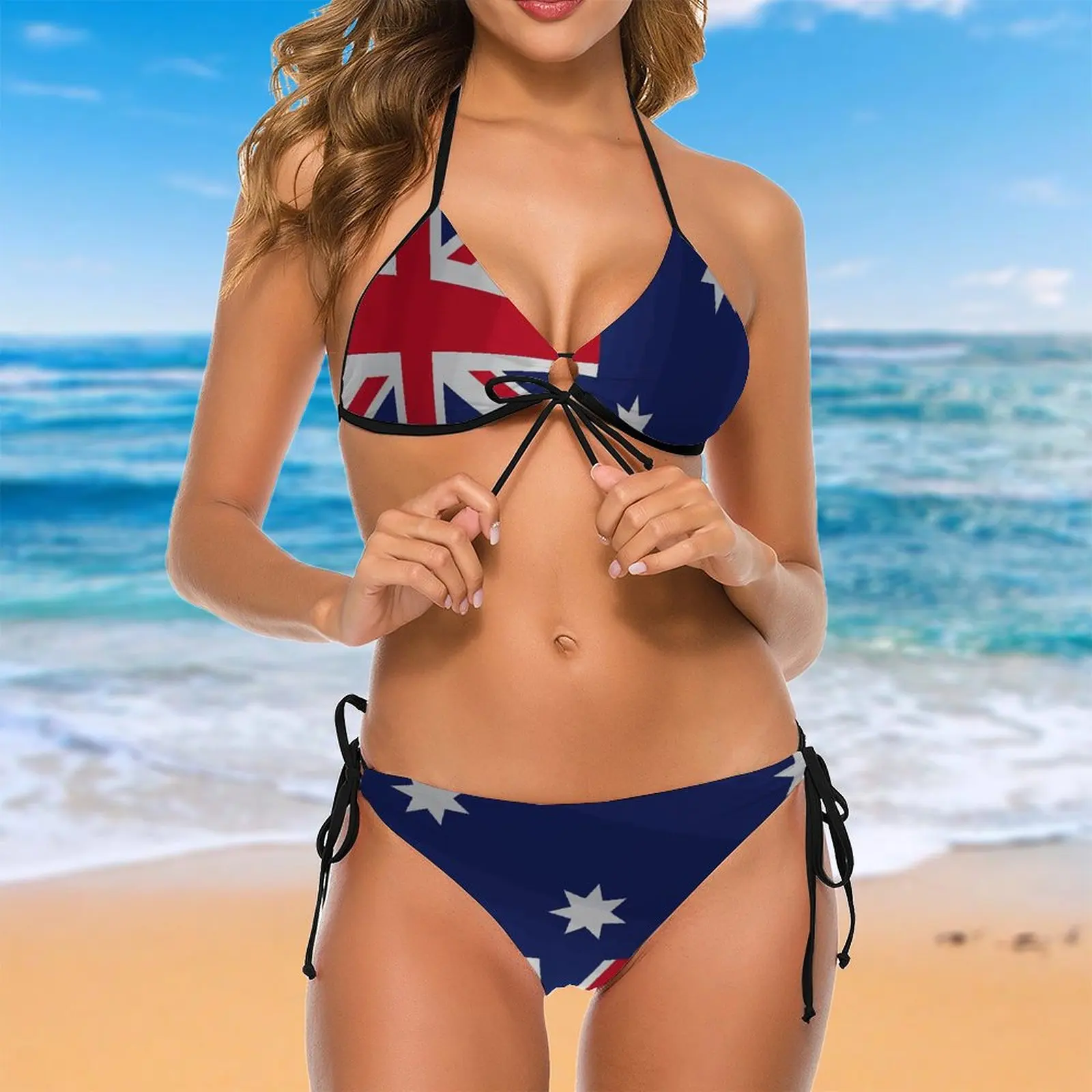 

Women 2021 Exotic Bikinis Australia Flag Women Swimsuit Low Waist Dress Sets Women Bathing Suit SwimSuit