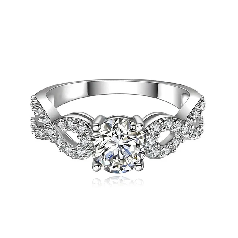 Изысканные обручальные и свадебные кольца с фианитом для женщин серебряного