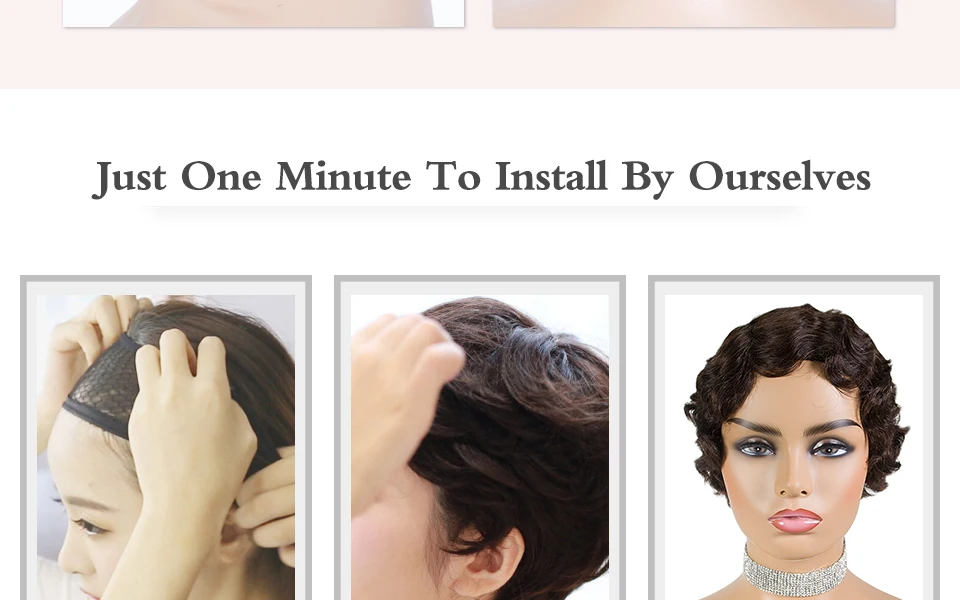 SSH Non-Remy человеческие волосы короткие Pixie Cut парик 1920's стрижка флэппер для женщин короткий палец волна ретро стиль парик косплей