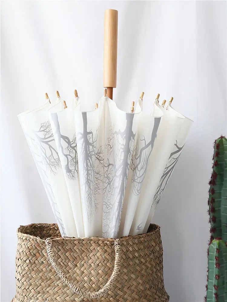 Светильник Винтаж зонтик ложки с длинной ручкой Для женщин бамбуковый зонт прямо