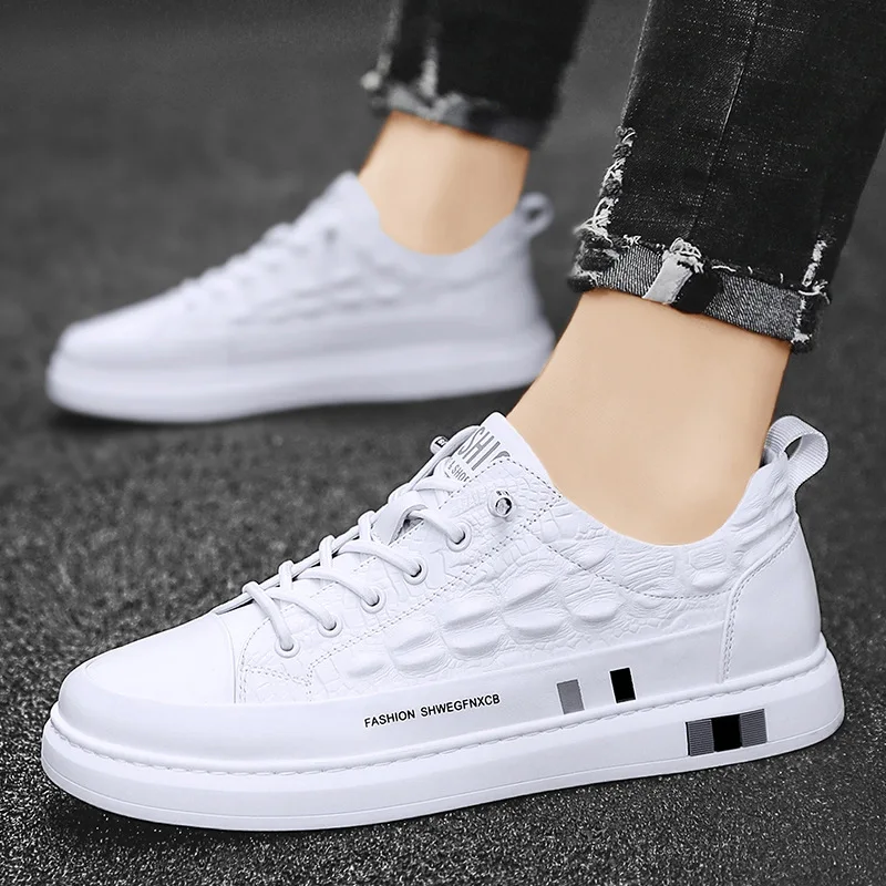 

New Men Casual Shoes Genuine Cow Leather Crocodile Print Men Spring Autumn Luxury Flat Shoes Cool Leisure Sneakers Loafers