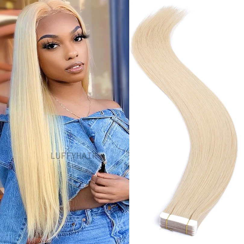 

Long 30inch Virgin Hair Tape in Hair Extensions 40pcs 100g Brazilian Blonde Straight Human Hair Skin Weft Invisible Tape in Hair