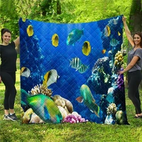 undersea fish quilted quilt throw blankets birthday christmas thanksgiving gifts bedding cover tapestry wall