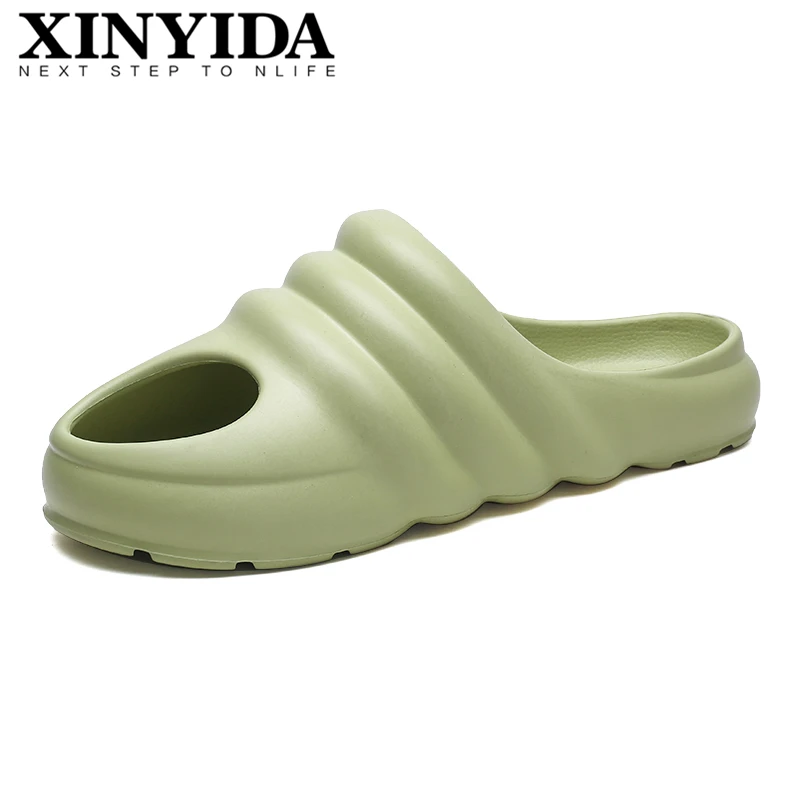 

Men's Summer YZY Slides Slip On Breathable Cool Beach Sandals Flip Flops Lightweight Fish Mouth Slippers For Men Plus Size 39-46