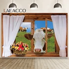 Зеленые фоны для фотосъемки, окно, ферма, сельская корова, корзина, Фотофон для фотостудии с подоконником