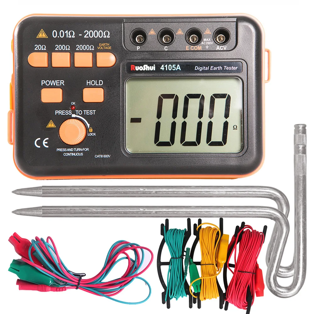 Цифровой тестер сопротивления заземления 4105A набор тестеров изоляции мегомметр