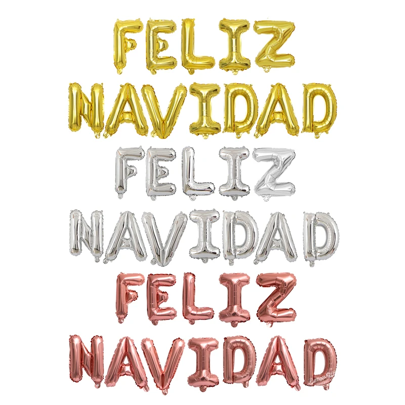 1set 16inch 12pcs rose gold Spanish Christmas letters balloons Feliz Navidad globals Xmas party decorations | Дом и сад