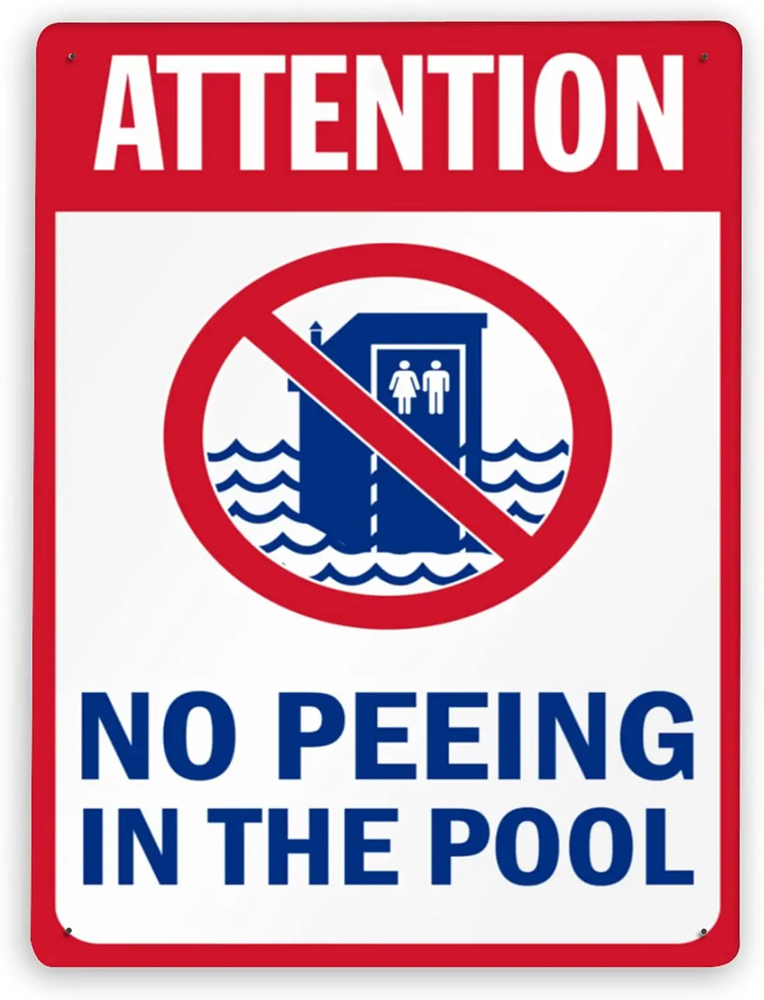 

1595 Warning Sign,Pool Safety Sign Attention,No Peeing in The Pool,Tin Aluminum Metal Decor Painting Traffic Warning Sign