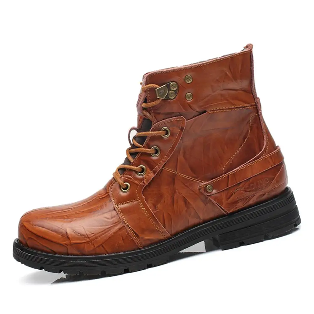 Мужские Ботильоны из натуральной кожи с Плюшевым Мехом теплые мужские зимние