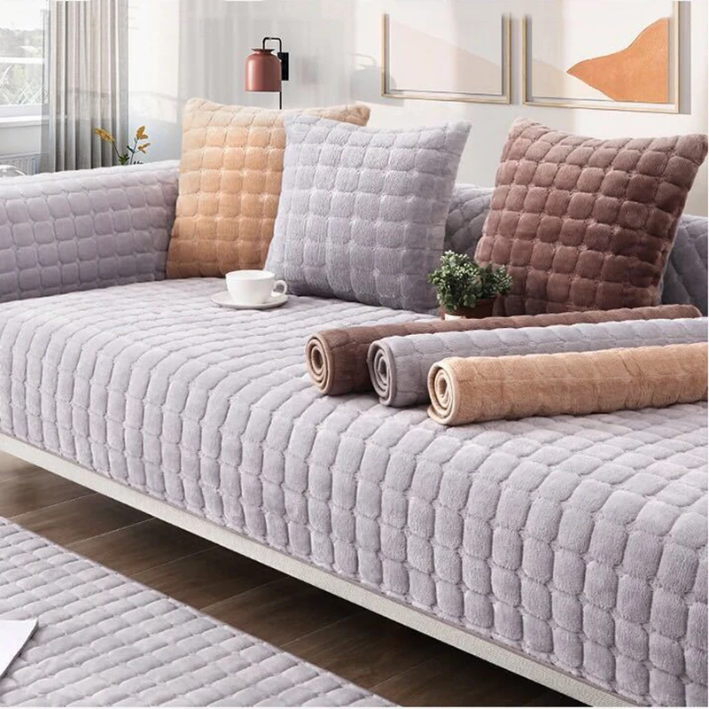 Living Room Sofa Cover Suede Protective Cover Soft and Durable Texture Plush Universal Sofa Cushion Sofa Cushion Armrest Cloth