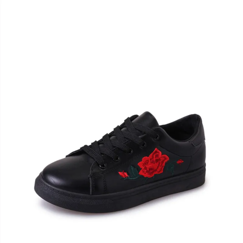 Тканевая обувь с вышивкой Женская Белая Белые кроссовки на плоской подошве