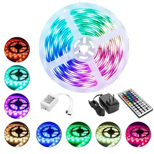 Светодиодные ленты светильник s 2 м 5 м 10 М 5050 RGB светильник полоски Цвет изменение веревка светильник s гибкий светодиодный светильник комплект с 44-клавишный пульт дистанционного Управление