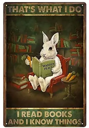

Кролик для чтения жестяной знак старомодный я делаю, что я читаю книги, я знаю вещи в ванной комнате, туалете, баре, клубе, кофейне, семейной с...