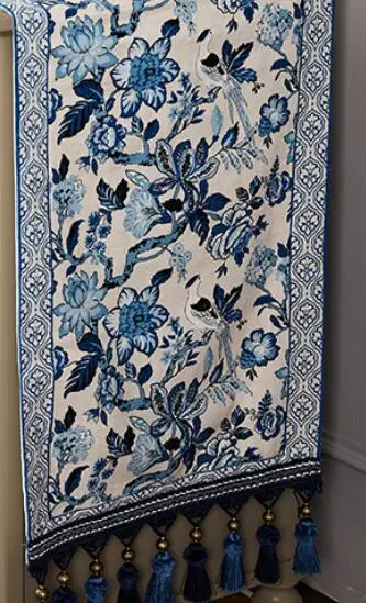 

Скатерть-дорожка Formaso из льна, синяя и белая, 1 шт