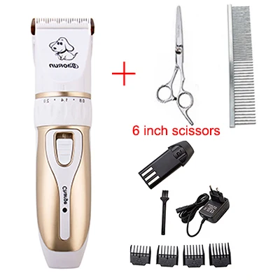 white add scissors Перезаряжаемая машинка для стрижки домашних животных с низким уровнем шума, машинка для стрижки волос, триммер для стрижки кошек и собак, электрическая машинка для стрижки домашних животных - Цвет: white add scissors