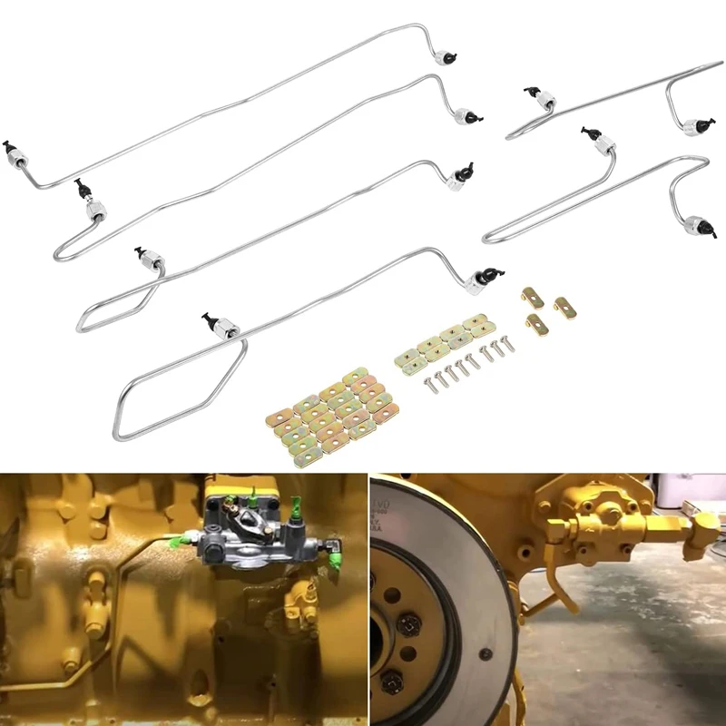 

For CAT Fuel Injection Line Kit 6 pcs with Clamps Fits for Caterpillar 3406 3406B 3406C 1917941 1917942 1917943 1917945 1917946