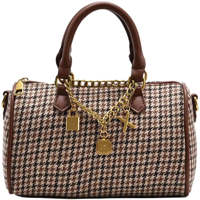 

fashion grid Designer PU Leather Crossbody Bags for Women 2021 Female Branded Totes Chain Shoulder Handbags