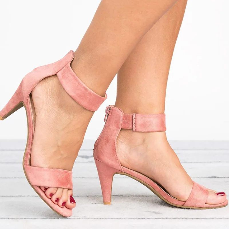 

2021 Women Sandals Open Toe Summer Shoes With 5CM High Heels Sandals Female Plus Size 43 Thin Heel Shoes Woman Sandalias Mujer