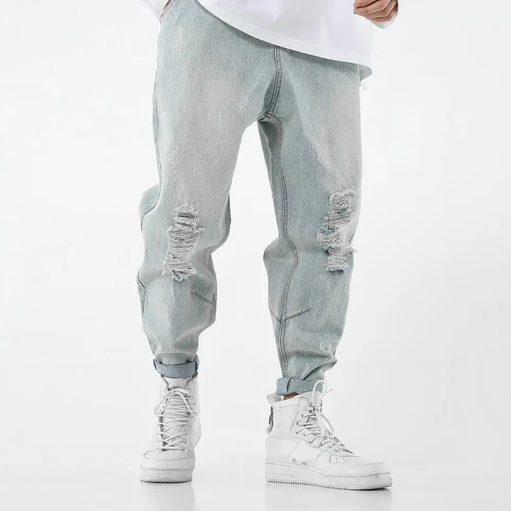 

Hip Hop Ripped Jeans Men Hole Loose Korean Style Harem Pants Rotos Hombre Harajuku Homme Trousers Male