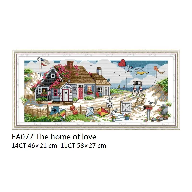 Cross Stitch FA077 Набор для вышивания крестиком "Дом любви", 14 карат, 11 карат, печать на холсте, сделай сам, для рукоделия, DMC, ручной Декор для дома - Цвет: Cross Stitch FA077