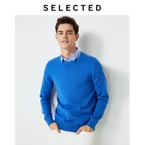 Свитер мужской из 100% хлопка, с круглым вырезом и длинными рукавами, S  419324518