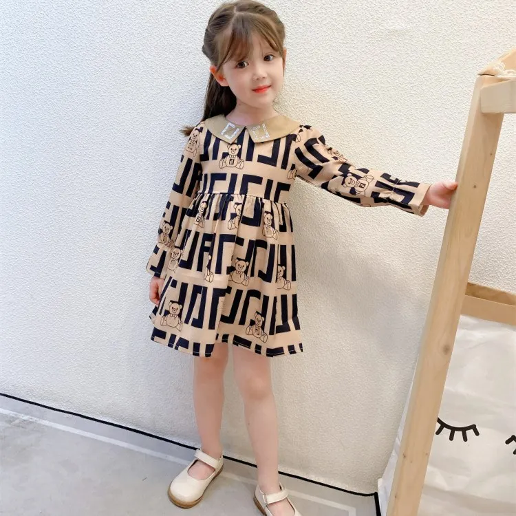 

Детская одежда, осень 2021, новое Брендовое поступление, платье для девочек с длинным рукавом, повседневная одежда принцессы, детская одежда, ...