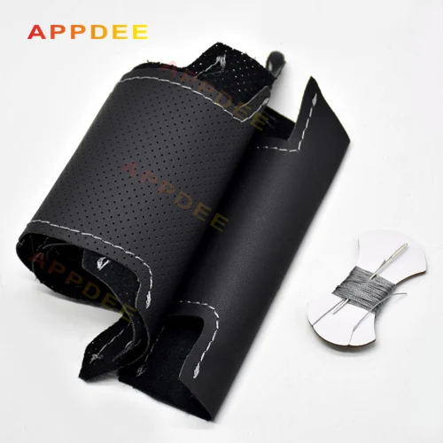 

Прошитая вручную черная кожаная оплетка на руль для Kia Sorento 2009 2010 211 2012 2013 2014