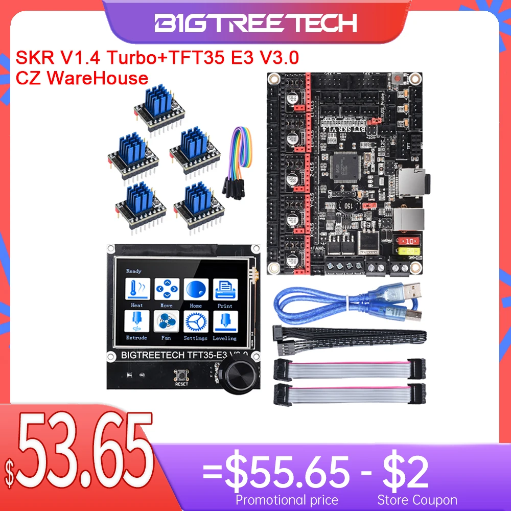 

BIGTREETECH SKR V1.4 Turbo Control Board + TFT35 E3 V3.0 Touch Screen TMC2209 TMC2208 UART 3D Printer Parts CR10 Upgrade SKR V13